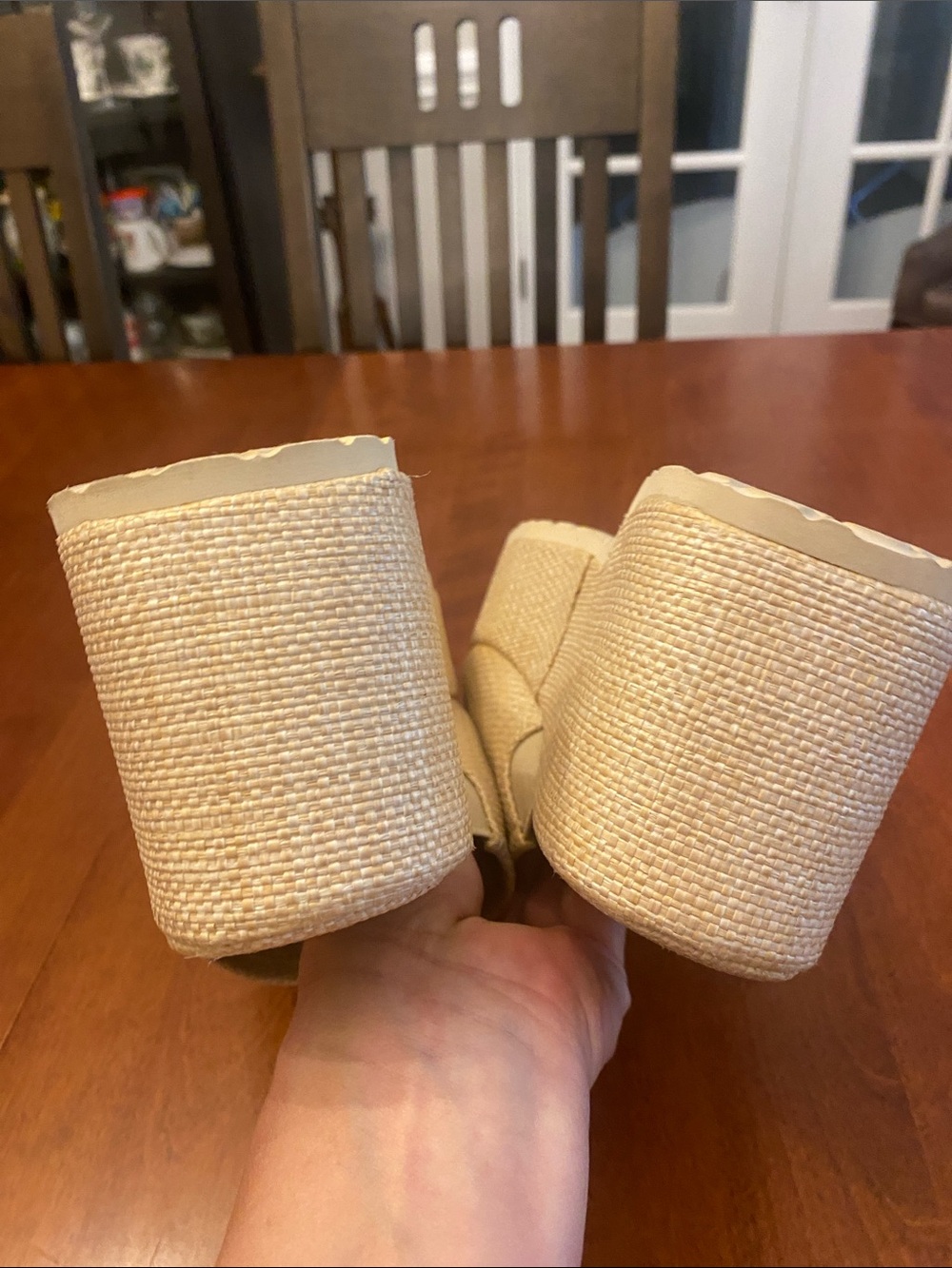 Dirty Laundry Beige Woven Platform Slide Wedges - Picture 5 of 7